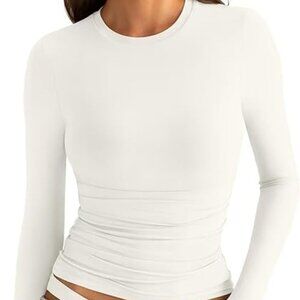 EasyGala Ruched Long Sleeve Top | Double Layer Slim Fit Y2K Style